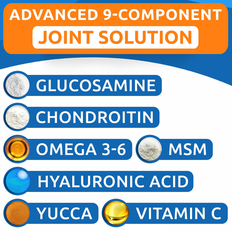 Advanced Glucosamine Chondroitin + Vet Strength Dog Probiotics for Digestive Health - Hip Joint Pain Relief - Digestive Enzymes & Gas, Diarrhea, Constipation Relief Supplement - Made in USA
