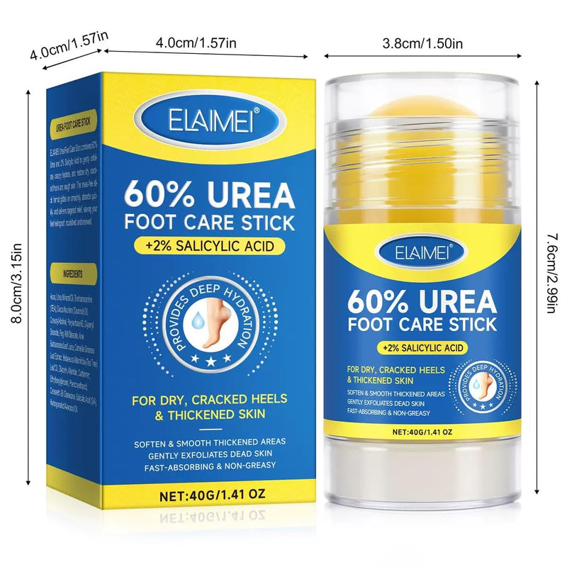 60% Urea Cream Stick plus 2% Salicylic Acid, Maximum Strength Urea Foot Cream Callus Remover for Dry Cracked Heels, Hands, Knees,Exfoliating Moisturizer, Dead Skin Remover Foot Balm 1.4oz (1 pack) 1 pack
