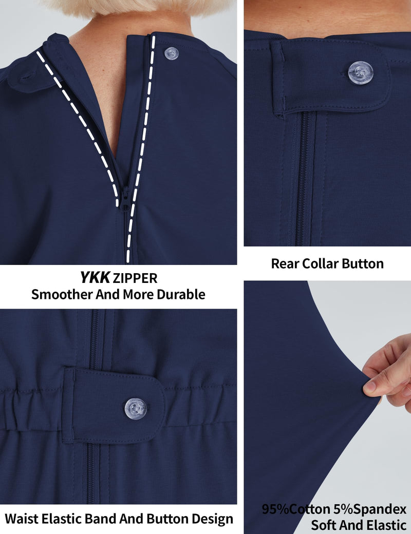 Adaptive Clothing for Women Anti-Strip Back-Zip Jumpsuit for Elderly Women X-Large Navy