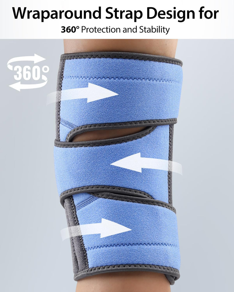 ABYON Knee Brace for Women & Men Meniscus Tear, ACL, Arthritis, Knee Support with Triple Side Stabilizers and Adjustable 360° Wraparound Strap for Maximum Knee Pain Support and Fast Recovery X-Large SteelBlue