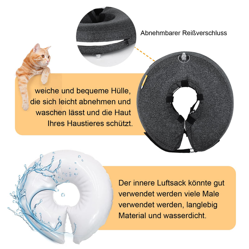 Inflatable neck brace for dogs and cats, protective collar dog with adjustable Velcro fastener, dog collar leak protection for recovery after operations or wounds, neck brace dog leak protection (L) L - BeesActive Australia
