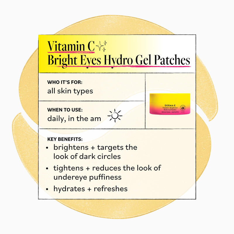 Derma E Vitamin C Bright Eyes Hydro Gel Under Eye Patches, 30 Pairs 30 Count (Pack of 1)