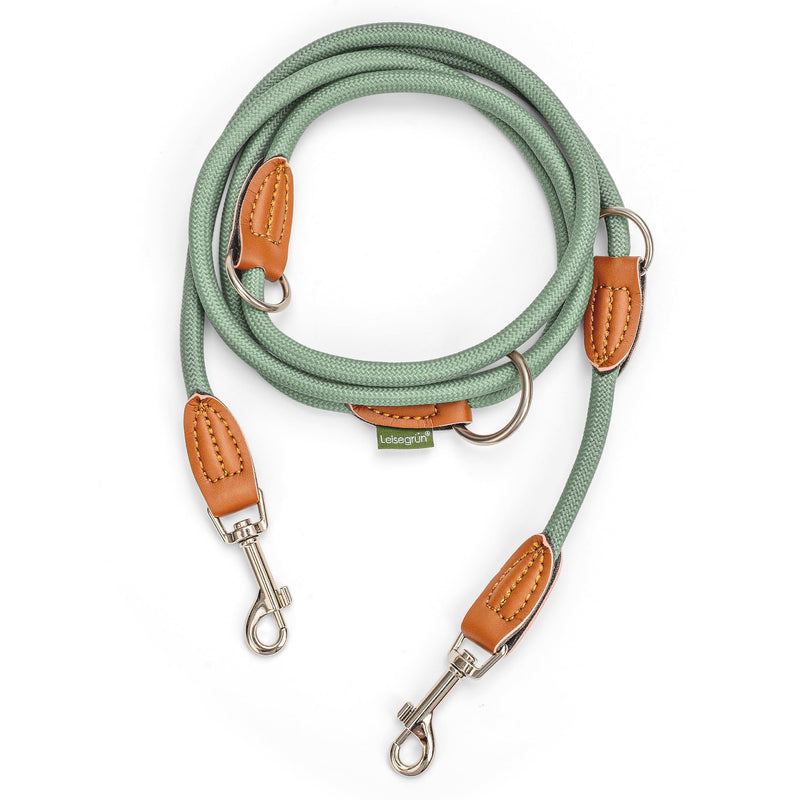 Quiet green dog leash for small dogs | 2 meters | 3-way adjustable | Only 160g light | Lead line 2m | Sage Green Hoary Green - BeesActive Australia