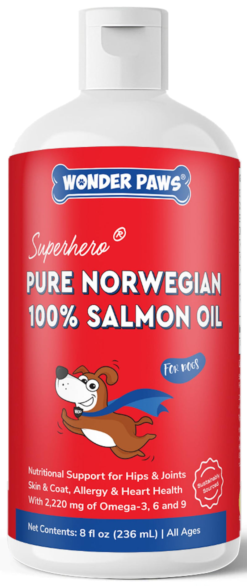 Premium Salmon Oil for Dogs – Pure Norwegian Salmon Oil High in Omega 3 EPA & DHA -Powerful Fish Oil for Dogs Skin & Coat, Hip & Joints, Allergies & Itchy Skin – Omega 3 Fish Oil for Dogs-8oz Liquid 8 oz