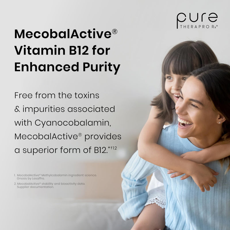 Pure Therapro Rx Methyl B Complete, Vitamin B Complex, 60 Capsules | Includes Folate & B12, Vitamin B6, Riboflavin & TMG, For Men & Women, Made in USA, 60 Servings 60 Count (Pack of 1)