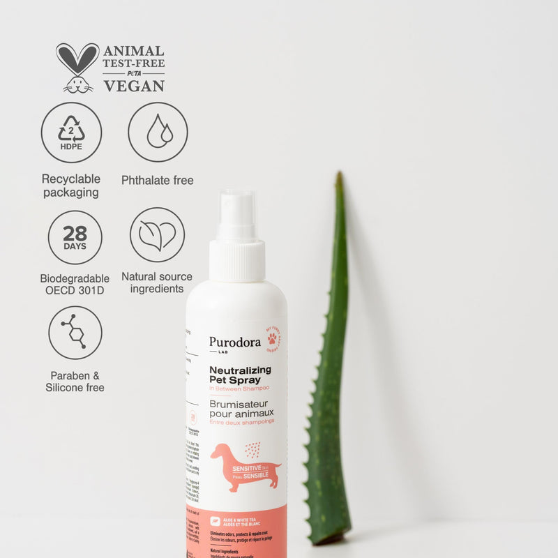 Between-Bath Pet Odor Eliminator Spray for Sensitive Skin 8 Oz. | Hypoallergenic & Non Irritating Dog Smell Eliminator for Shiny Fur | pH-Balanced Odor Eliminator for Pets | Aloe & White Tea Scent - BeesActive Australia
