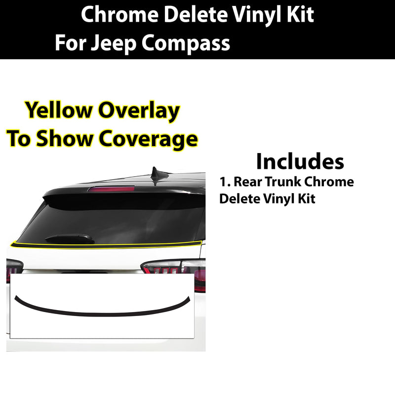 BOGAR TECH DESIGNS for Jeep Compass 2018-2026 Rear Bumper Chrome Delete – Precut Vinyl Trim Overlay, Gloss Black Blackout Look - BeesActive Australia