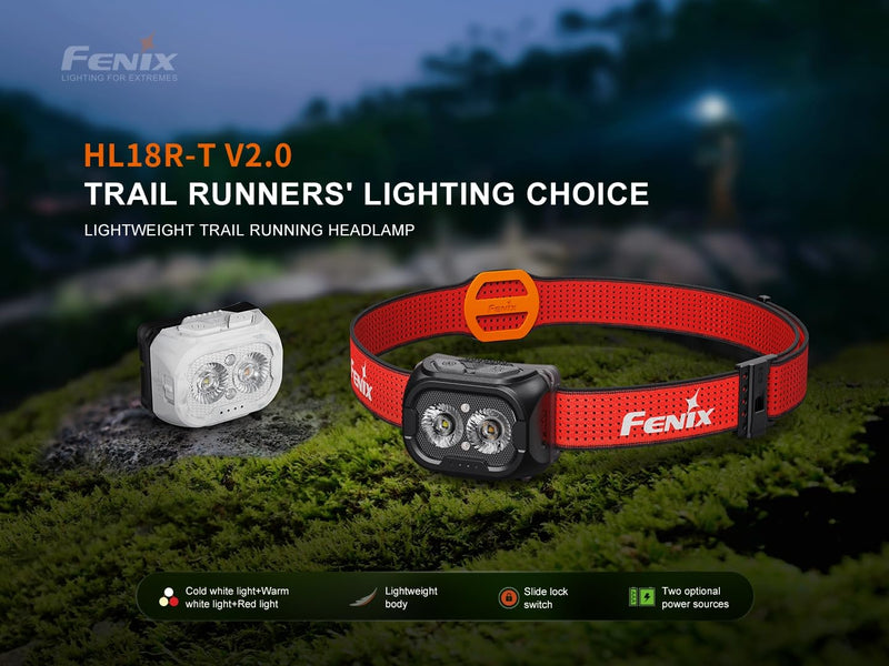 Fenix HL18R-T V2 USB Rechargeable 800 Lumen LED Jogging/Trail Running headlamp with EdisonBright USB Charging Cable Bundle - BeesActive Australia