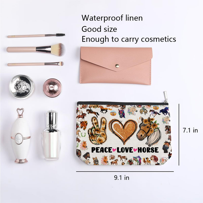 Horse Gifts for Girls Horse Makeup Bag Cowgirl Equestrian Travel Toiletry Makeup Organizer Zipper Pouch Horseshoe Horse Gifts for Girls - BeesActive Australia
