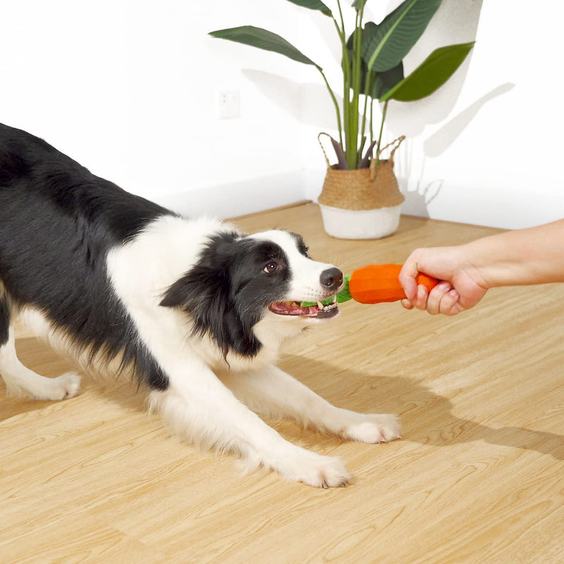 MewaJump Interactive Dog Toys, Durable Dog Chew Toy for Aggressive Chewers Rubber Pet Toy Dog Dental Chew for Small, Medium Breed Orange-Carrot - BeesActive Australia