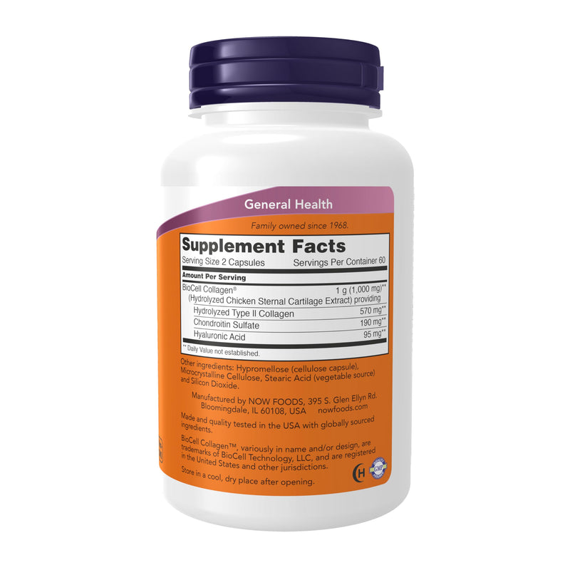 NOW Foods Supplements,BioCell Collagen® Hydrolyzed Type II,Clinically Validated,120 Veg Capsules,(Pack of 2) 120 Count (Pack of 2)