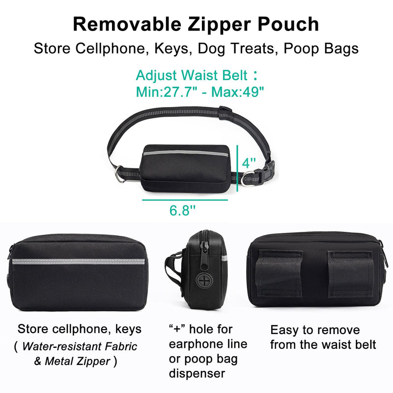 Hands Free Dog Leash, Waist Belt Leash for Dog Walking Jogging, Medium Large Dog Running Leash Hands Free with Pouch and Poop Bag Holder, Reflective Bungee No Hands Leash for Dogs, 25-120 Lbs, 4-6 Ft Blue Type 1 - BeesActive Australia