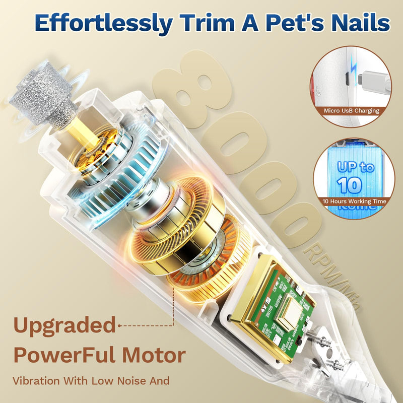 2 in 1 Dog Nail Clippers & Cat Nail Clippers Trimmers for Large Medium Small Dogs Cats Claw Trimmer Quick Sensor and Safety Guard USB Rechargeable Dogs Nail Trimmer with Catcher & 2 LED Lights White