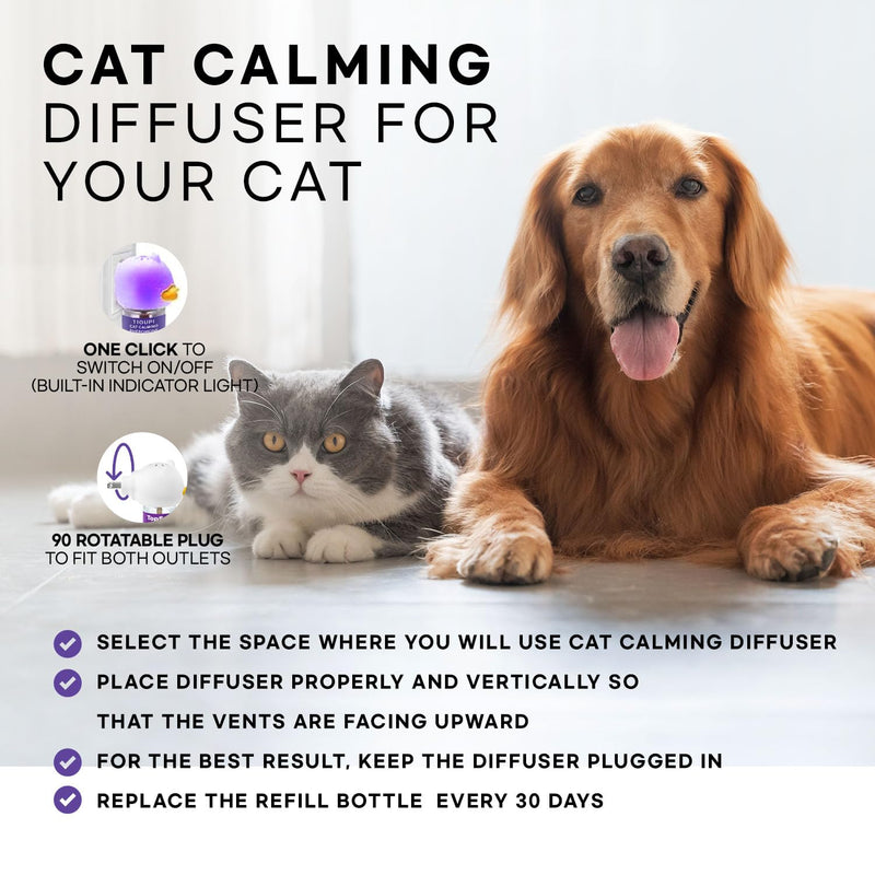 Cat Pheromones Calming Diffuser: 2 Diffusers & 2 Refills Top Value Kit – Cat Calming Diffuser Helps Reduce Scratching, Peeing, Meowing, Hiding, Urine Marking & Aggression Orange