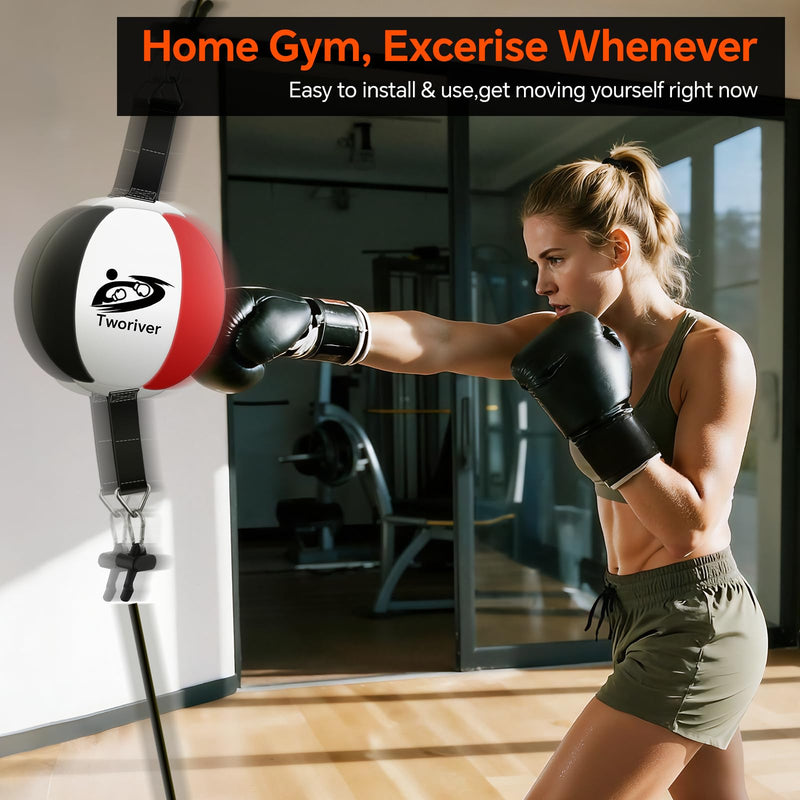 Double End Bag Boxing, Adjustable Cords Punching Bag Boxing Ball Speed Reflex Bags, Home Gym Punching Training Equipment Set for Reaction Agility Hand Eye Coordination, Good for Adults & Kids