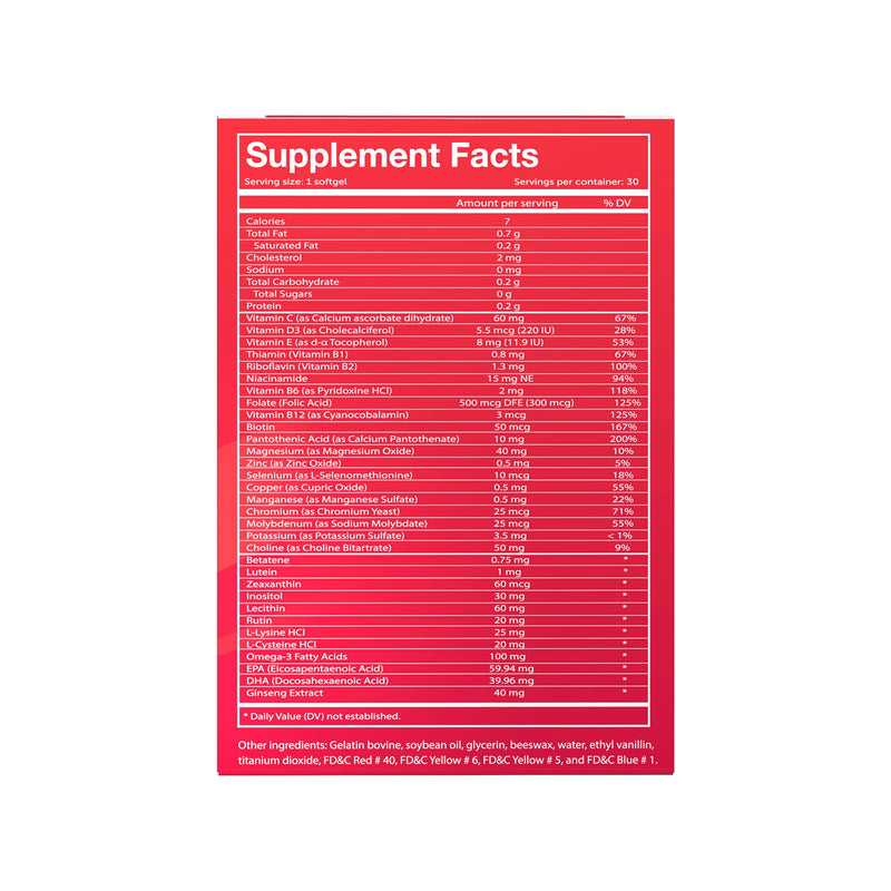 Vivioptal Active, 30 Softgels, Ginseng & Omega 3, Multivitamin & Multimineral, Gluten Free, German Formula