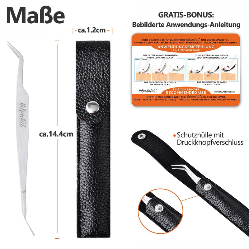 Helperfect Premium 2-in-1 stainless steel tick tweezers for dogs and cats - Gentle & effective tick remover - Consisting of tick tweezers and tick hook - Perfect for all pet owners Silver - BeesActive Australia