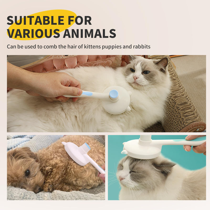 Upgraded Cat Hair Brush for Grooming, Self Cleaning Slicker Brush for Cat, Skin Friendly Pet Brush for Shedding, Pet Grooming for Long and Short Hair Cat, Pet Comb, Blue - BeesActive Australia