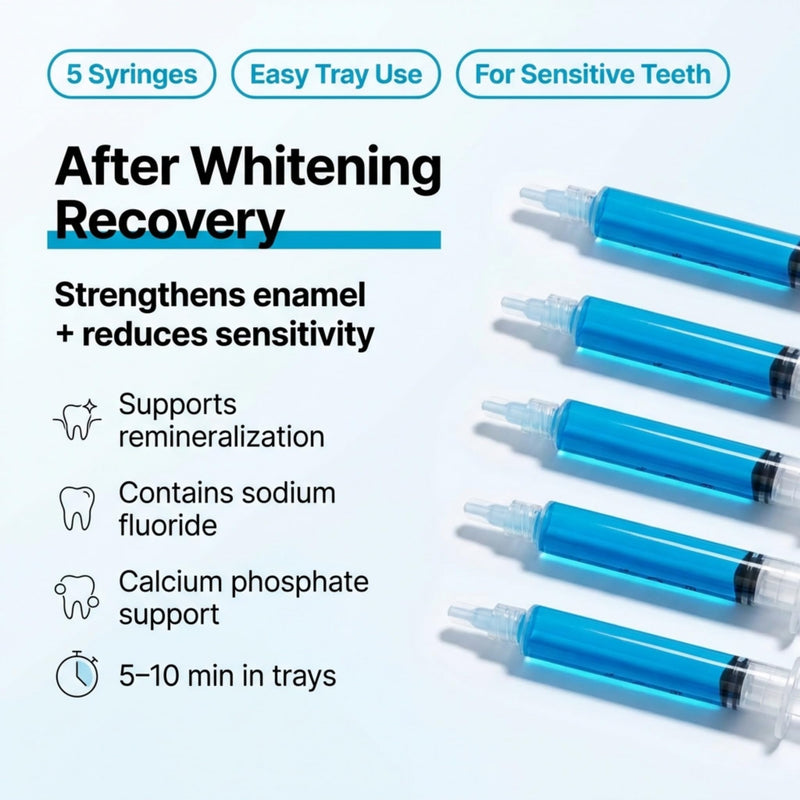 Remineralization Gel - 5 Syringes of Gel. Remineralizing and Reduces Teeth Sensitivity After Teeth Whitening Treatment