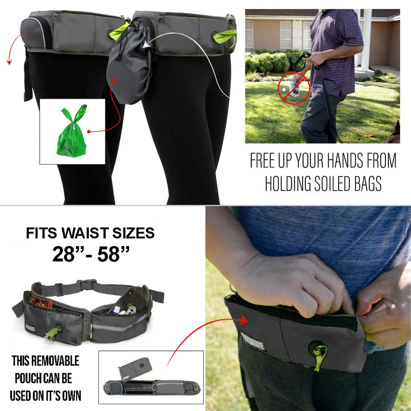TAKSIN The Ultimate Hands Free Dog Leash System for Walking Running Hiking Training, Reflective Bungee Leash, Treat Holder, Poop Bag Dispenser for Small Medium Large Dogs (Grey Deluxe Pack) Grey Pack One Dog - BeesActive Australia