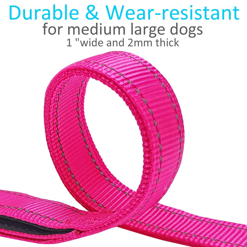 3 Handle Dog Leash, 10FT Triple Handle Dog Leash Reflective Stitching, Three Padded Traffic Handles, Heavy Duty Dog Leash, Training Dog Lead for Control and Safety Pink - BeesActive Australia