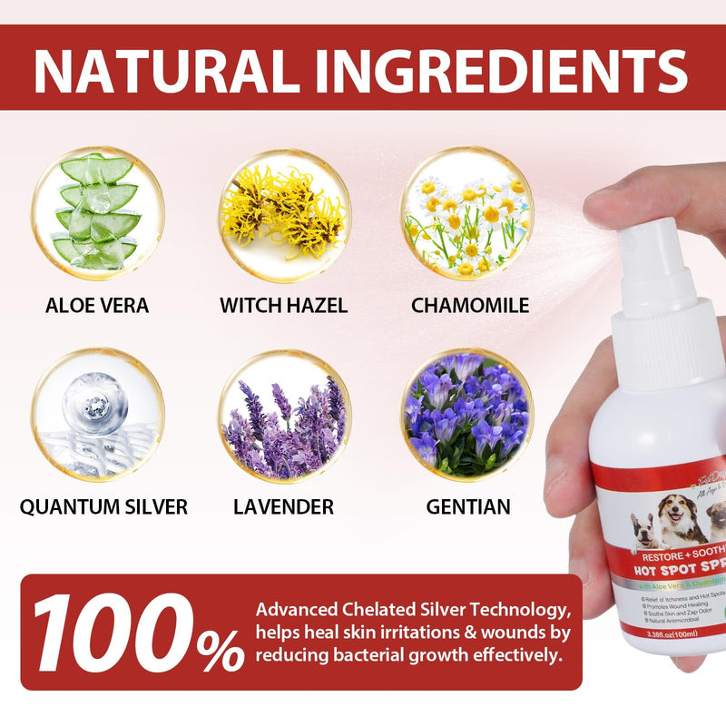 VOSIFSDIY Hot Spot Spray for Dogs, Itch Relief for Dogs, Relieve Irritated Skin, Long Lasting Moisturizing, Emotional Soothing,Pure Plant-Based Ingredients-100ml