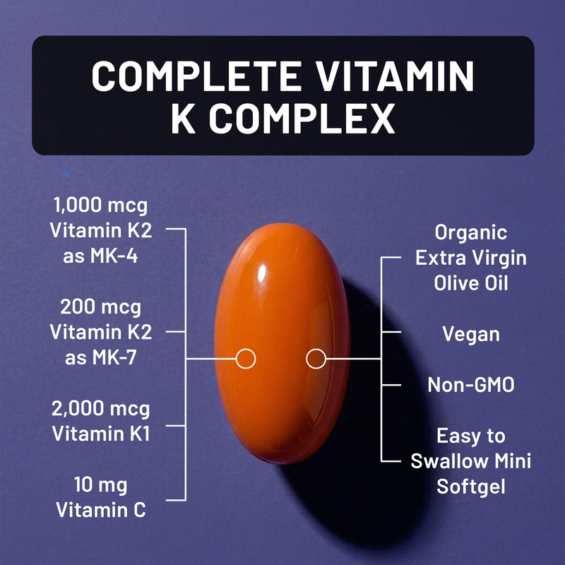 NatureWise Super K Complex - Vitamin K2 + K1 + C - Vegan K2 Vitamin Supplement for Heart + Bone Health Support - Non-GMO, Gluten Free, USA Manufactured - 90 Softgels[90 Day Supply]