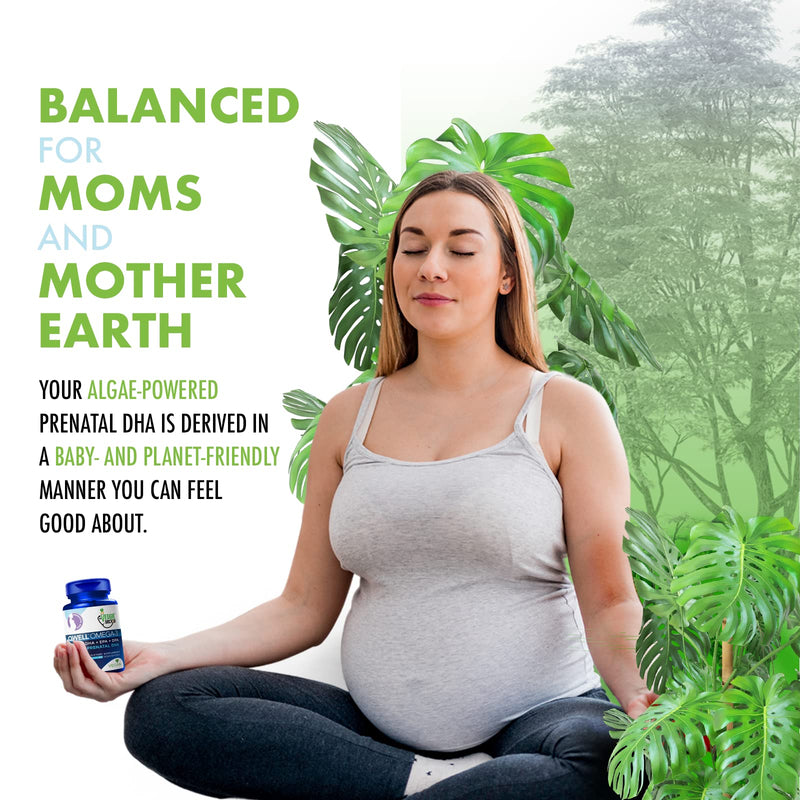 Vegan Prenatal Vitamins with DHA (60 Count) Omega-3 - Qwell Better Than Fish Oil, Brain Function - 820 Mg Algae DHA & EPA, Vegan Prenatal Vitamins with Vitamin E, Carrageenan-Free 60 Count (Pack of 1)
