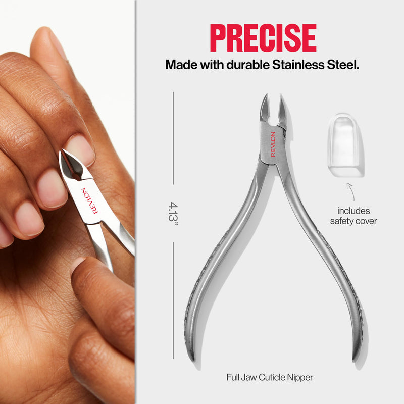 Revlon Full Jaw Cuticle Nipper, Manicure Tool for Nail Care, Made with Stainless Steel, High Precision Blade, Easy to Squeeze Spring, 1 Count