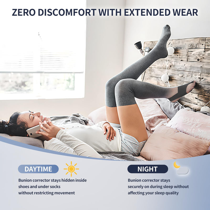 2PCS Bunion Corrector for Women & Men Big Toe, Bunion Relief Toe Straightener Bunion Splint Anti-Slip Heel Strap Comfortable Breathable for Day and Night Wear Black XL X-Large - BeesActive Australia