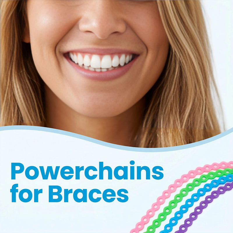 4 Rolls Power Chain for Braces with Changing Kit (Orthodontic Pliers and Probe), Continuous Rubber Braces Power chains, DIY Dental Braces Color Change at Home (Blue, Green, Pink, Purple) - BeesActive Australia