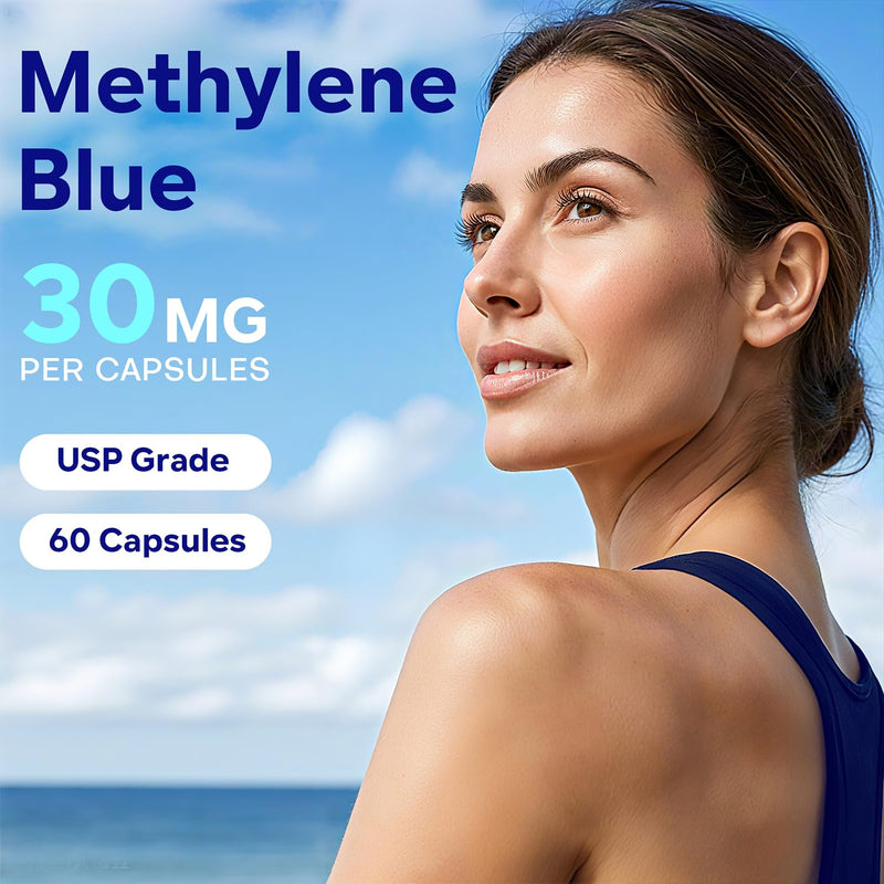 Methylene Blue Capsules, 30mg Pharma Grade, 60 Vegan Capsules | 30mg Pharmaceutical Grade Methylene Blue with Vitamin C & Organic Cacao for Daily Wellness, Cellular & Cognitive Support