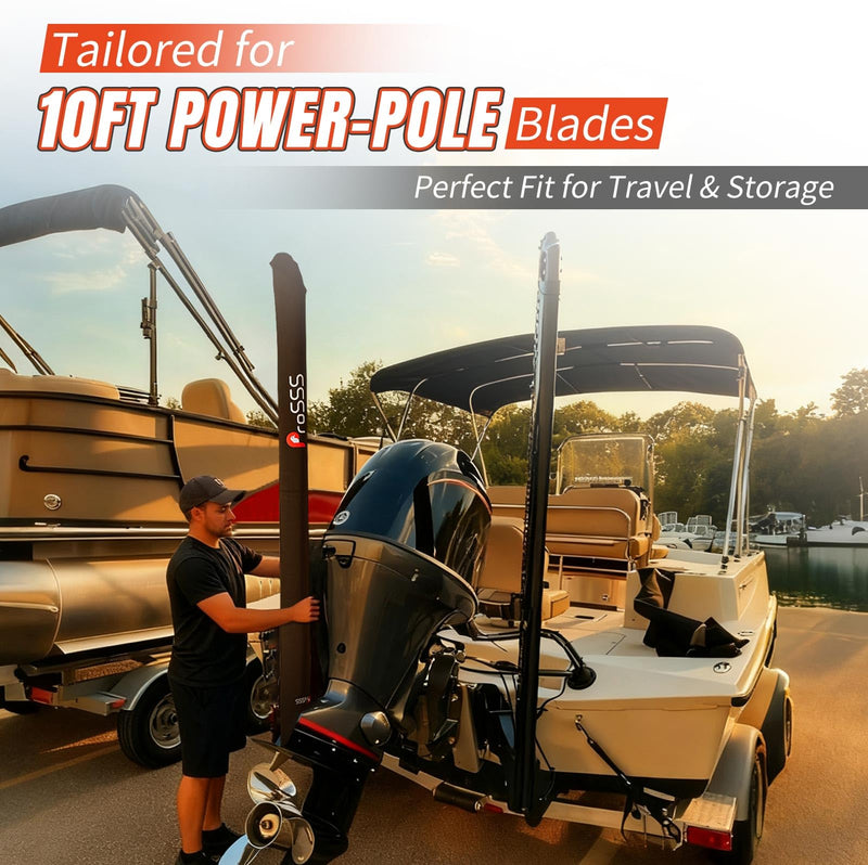 Power-Pole Cover 1PCS (10ft, Black) – Premium Lycra Fabric for Superior Elasticity – Snug Stretch Fit – No Zipper/Velcro – Travel Protective Cover for Power-Pole Blades 10FT