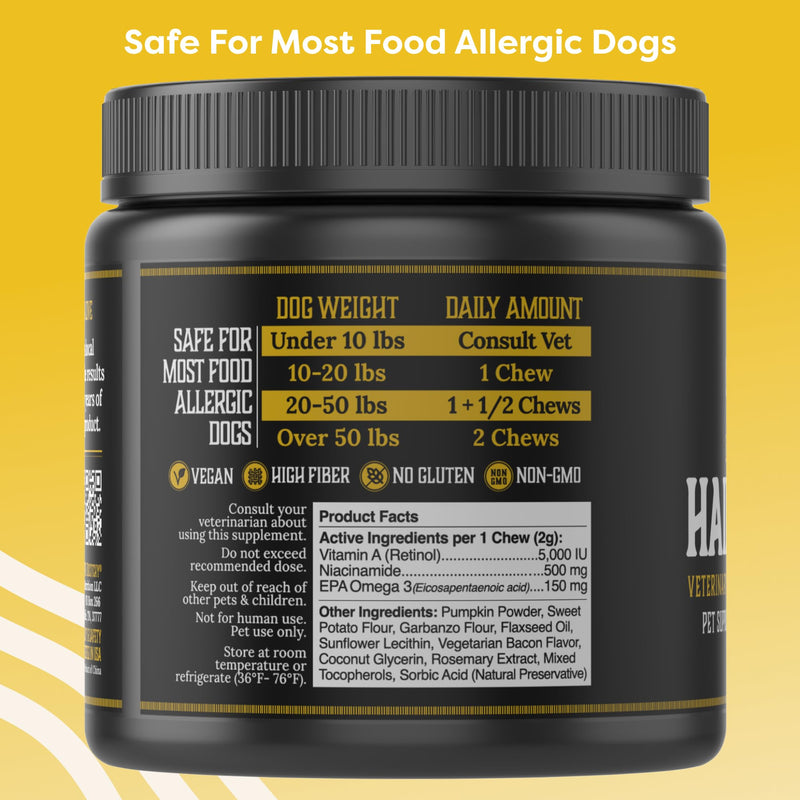 Hair Skin & Nails Dog Pet Chews | Medical-Strength Vitamin A Retinol & B3 Niacinamide | Omega 3 EPA | Super Nutrients to Boost Skin Health & Prevent Irritation | Food Allergy Safe | 90 Count - PawsPlanet Australia