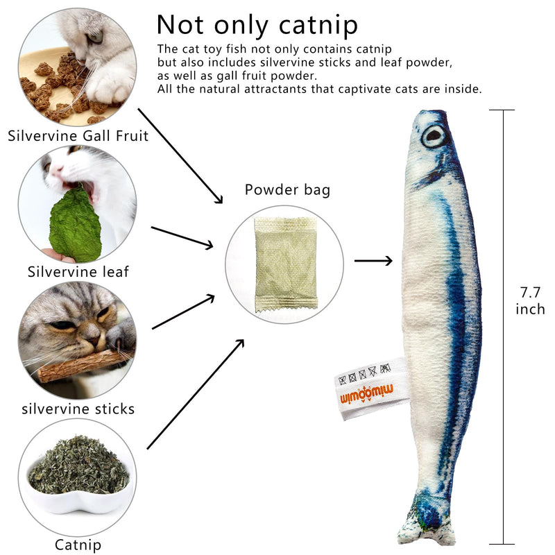6 PCS Cat Fish Toy Soft and Durable,Cat nip Toy,Cat Toy with Catnip Inside,Cat Kicker Toys for Indoor Kitten Exercise,Cat Teething Chew Toy (6 Saury) - BeesActive Australia