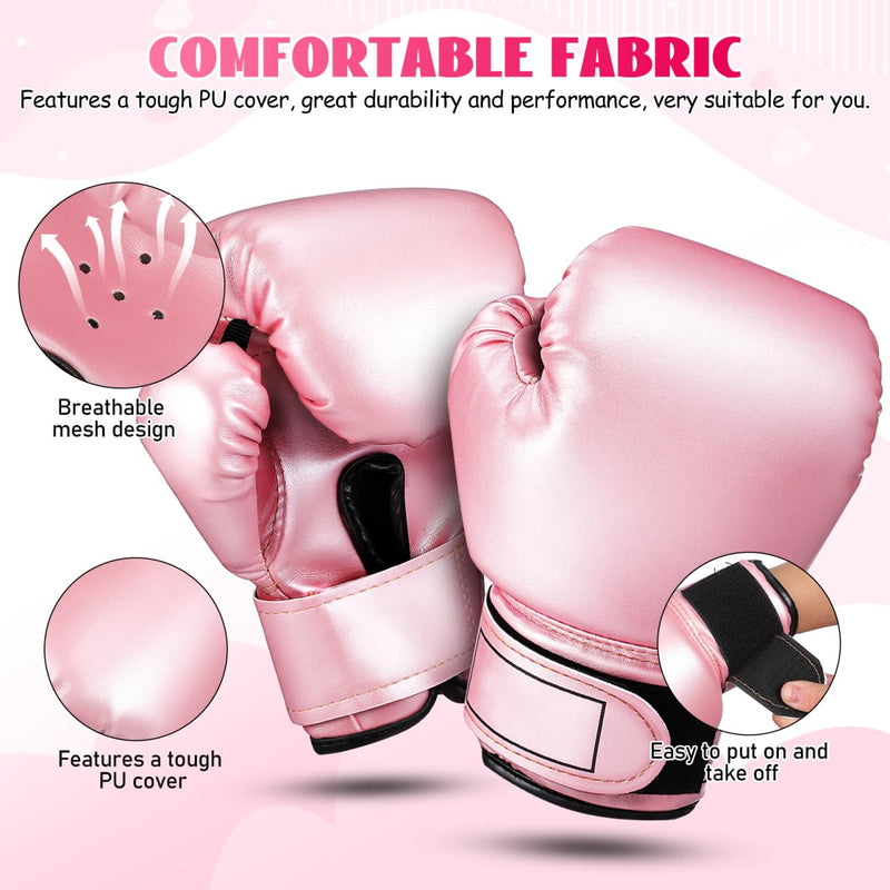 Veemoon Boxing Gloves for Kids 3-10 Years, Boys and Girls Boxing Training Gloves Children Kickboxing Practice Equipment - Sponge Endomor Phprotection - Sparring Kickboxing Thai Mitts MMA, Pink