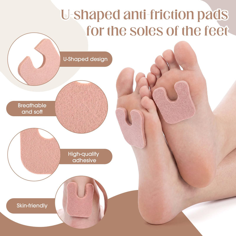 eBoot 240 Pcs Callus Cushions 1/5" Thick U Shaped Metatarsal Corn Pads Self Adhesive Foot Pads Keep Calluses from Rubbing on Shoes Adhesive Cushions for Men and Women, Brown - BeesActive Australia
