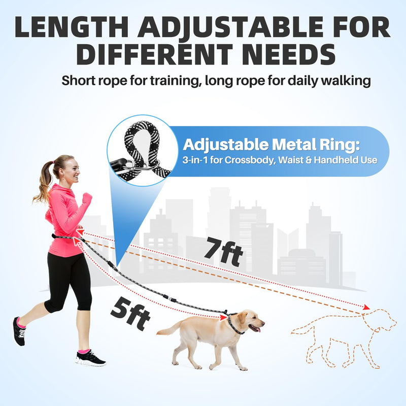 Lukovee Slip Lead Dog Leash, 5-7 FT x 1/2" Adjustable Tangle Free Leash, Heavy Duty Comfortable Reflective No Pull Training Rope Lead with Padded Handle for Medium Large Dogs (Black, L: 5-7 FT) 5–7 ft, 1/2'', for Medium Large Dogs Black - BeesActive Australia