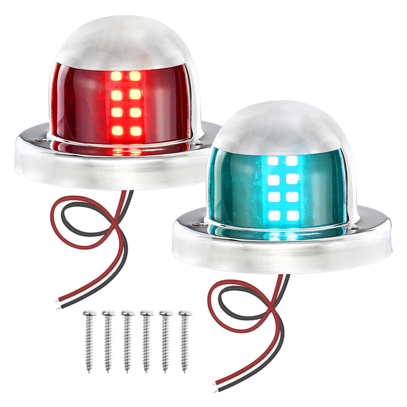 Marine Navigation Lights, LED Boat Lights, 316 Stainless Steel Bow Lights, Red & Green Sidelight for Pontoon Kayak Yacht Sailing Vessels,1NM Visibility,12V (E011090-MF) E011090-MF