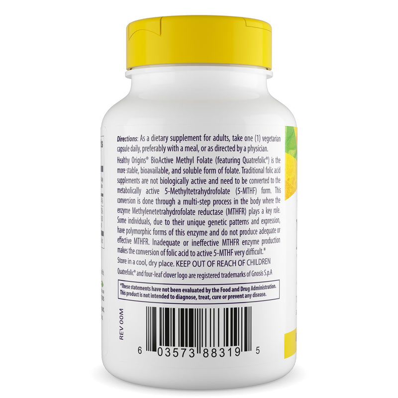 Healthy Origins Methyl Folate Quatrefolic 800 mcg, 120 Veggie Caps | Active Quatrefolic methylfolate B9 supports prenatal, brain & heart health. MTHFR-friendly form.