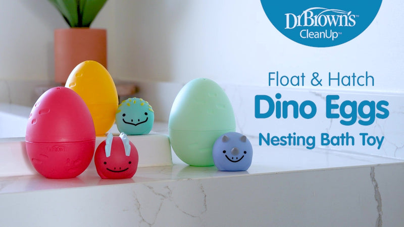 Dr. Brown's Baby and Toddler Toothbrush, Green Dinosaur 1-Pack 1-4 Years, CleanUp Float & Hatch Dino Eggs Bath Toy, 6m+, Dino-Soft Baby Bath Spout Cover, BPA Free, Certified Plastic Neutral Small