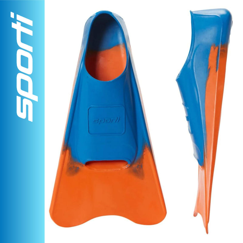 Sporti Adult-Kid Short Swim Fins for Pool Lap Swimming, Floating Fins for Swimming & Snorkeling, Swim Flippers for Training Little Kid 1-2 OrangeBlue - BeesActive Australia
