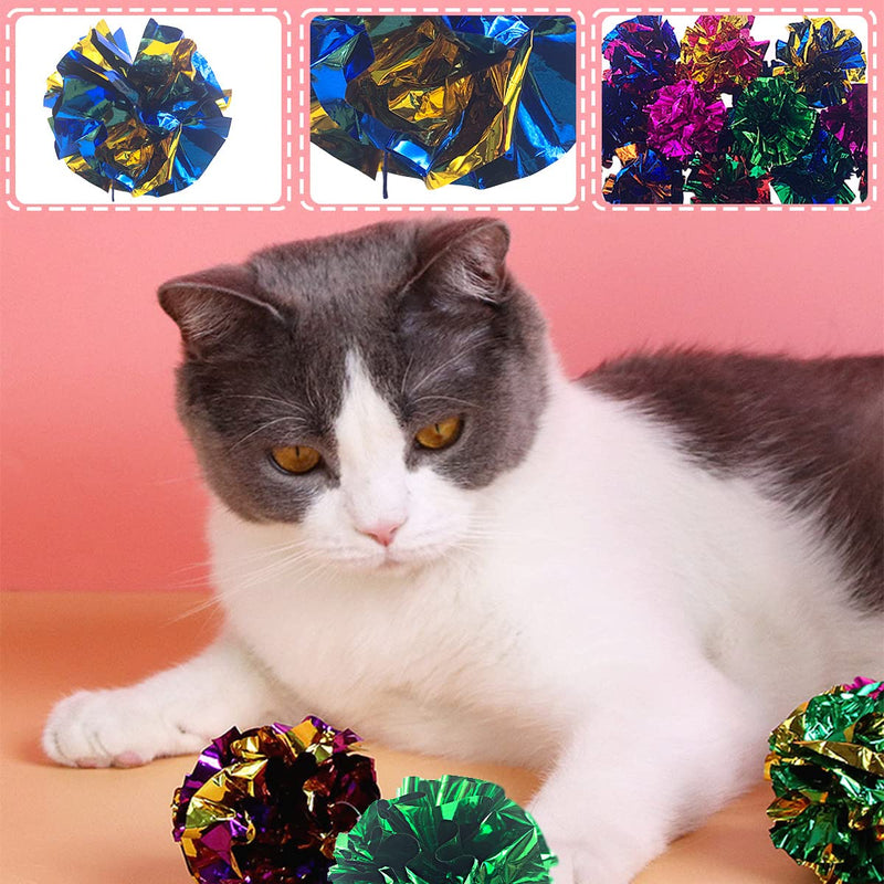 PET SHOW 20 Pcs Cat Crinkle Toy Ball 2.5inch Mylar Cat Pounce Chase Toys Colorful Paper Ball Chase Training Activity for Cats Kittens 2.5" Crinkle Toy Ball - BeesActive Australia