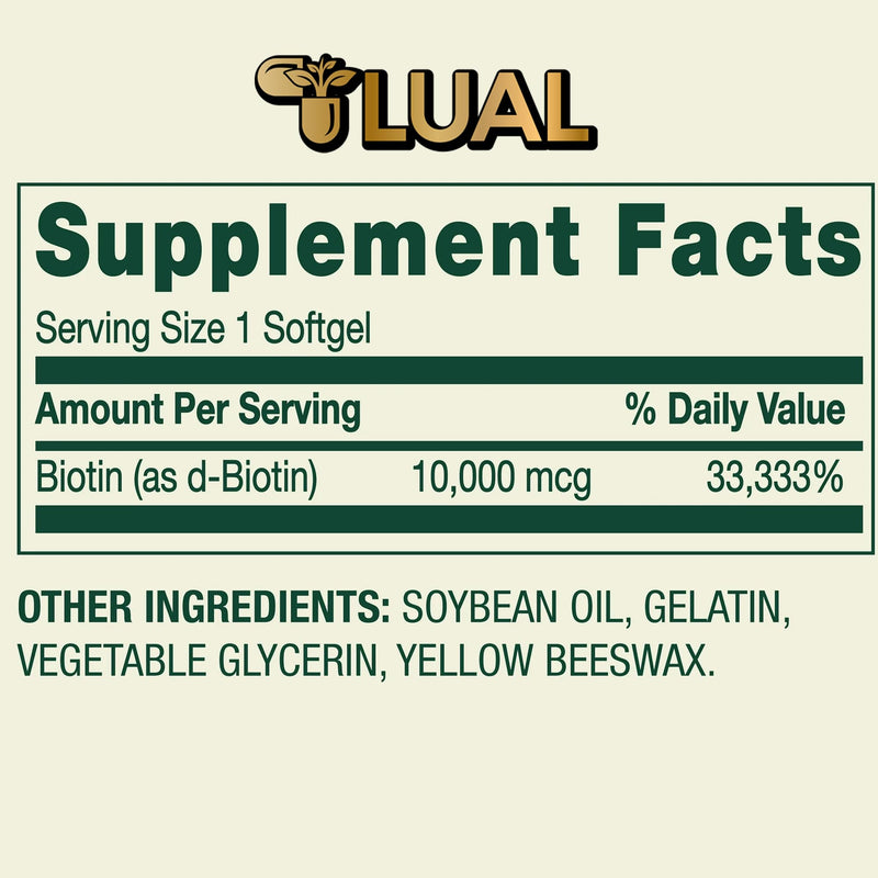 Spring Valley Biotin 10000mcg 120 Count, Dietary Supplement for Hair Skin Nails, Hair Vitamins for Hair Loss for Women Bundle with Luall’s 45 Health Guide (10,000 mcg 120 Count) 10.000 mcg 120 Count