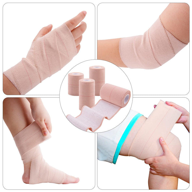 BQTQ 6 Rolls Elastic Adhesive Tape 4 Inch Elastic Bandage Wrap Self Adhesive Wound Wrap Self Adherent Stretch Bandage Sports Tape Elastic Tape Bandage for Wrist Ankle Swelling Sprains (Beige) 4 Inch 6Rolls - BeesActive Australia