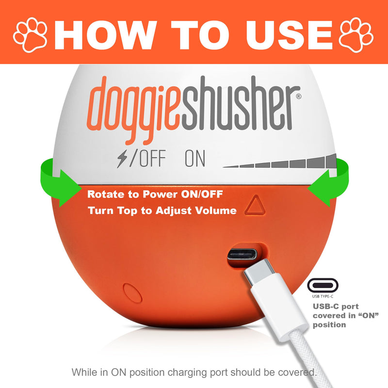 Doggie Shusher: Dog Anxiety Relief | Calming Sound Machine for Pets | for Kennel Training, Separation Anxiety, Fireworks, and Thunderstorms | Slobber Proof | Drug Free | USB-C Charging Cable Included - PawsPlanet Australia