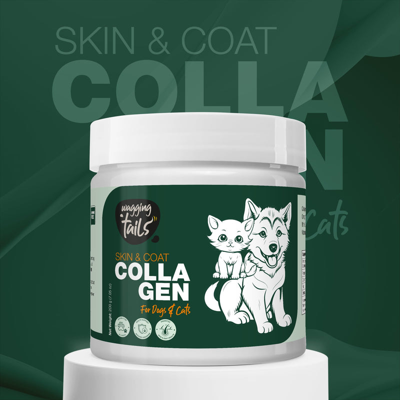Wagging Tails Collagen Peptide Topper Powder | Skin & Coat + Bone & Joint - 7.05 oz Each | for Dogs & Cats of All Breeds | Easy to Digest | No Added Flavour