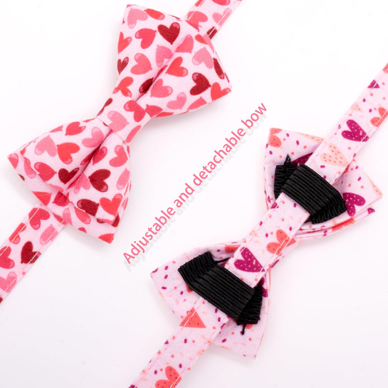 Faygarsle 2 Pack Valentine's Day Cat Collar Cute Loving Heart Printed Collar with Bow tie Breakaway Pink Purple Cat Collar for Boy Girl Cats Pink&Purple - BeesActive Australia