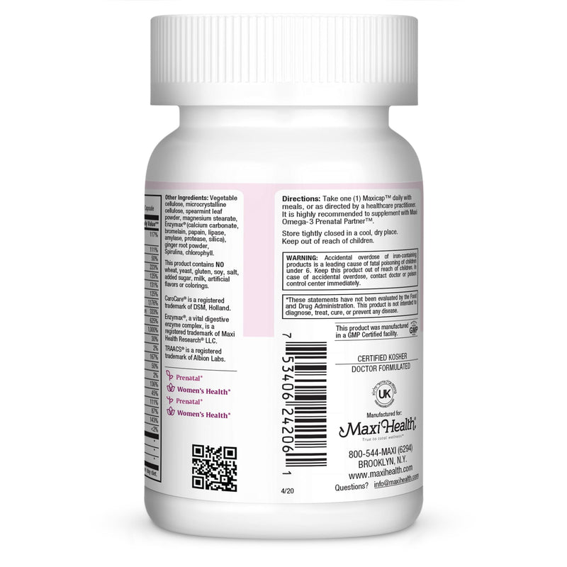 Prenatal Vitamins for Women - One a Day - Pregnancy Multivitamin with Folic Acid, Iron, Vitamin D3, B12, Zinc & Biotin – Daily Prenatal Support Before, During & After Pregnancy – 60 Capsules | Kosher | Prenatal with Iron, Folate, Choline & D3 | Pregnan...