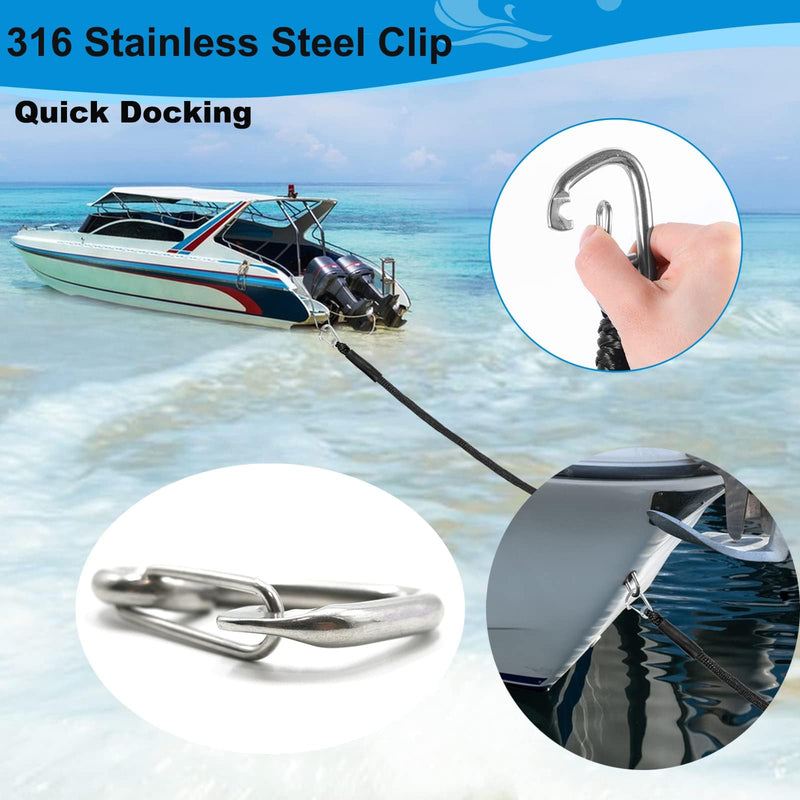 Bungee Dock Line with Stainless Steel Clip Boat Rope Mooring String with Foam Float for Docking,Kayak,Watercraft,SeaDoo,Pontoon,Canoe,Power Boat Accessory,7-10ft (Blue,with One Hook Blue 7FT-with One Hook - BeesActive Australia